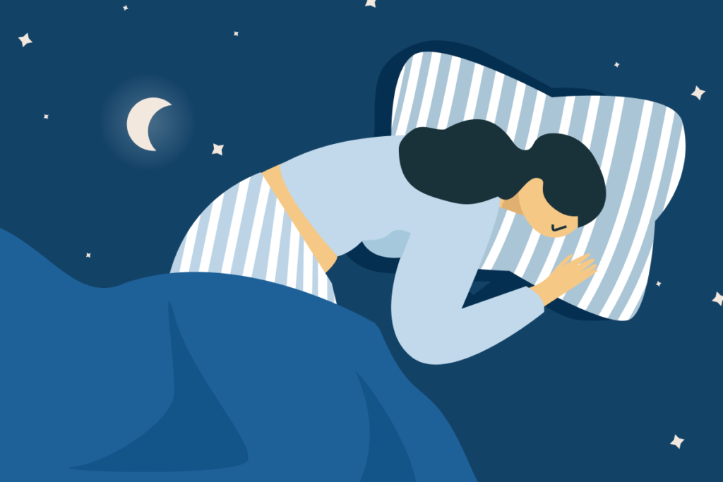 Woman with sleeping problems having a good sleep